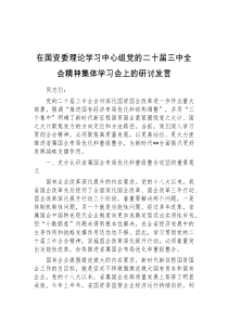 (领导发言)在国资委理论学习中心组党的二十届三中全会精神集体学习会上的研讨发言
