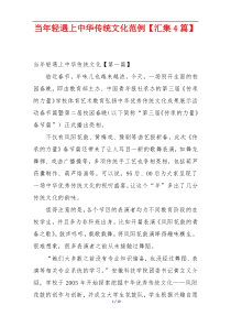 当年轻遇上中华传统文化范例【汇集4篇】