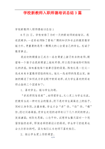 学校新教师入职师德培训总结3篇