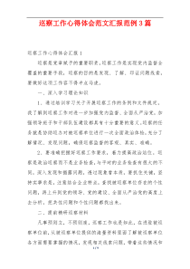 巡察工作心得体会范文汇报范例3篇