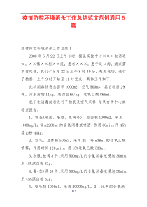 疫情防控环境消杀工作总结范文范例通用5篇