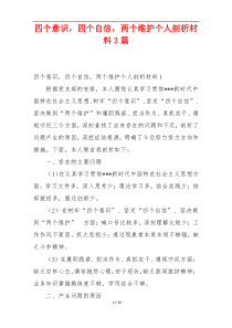 四个意识，四个自信，两个维护个人剖析材料3篇