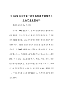 (领导发言)在2024年全市电子商务高质量发展推进会上的汇报发言材料