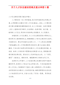 关于人才队伍建设思路及重点举措3篇