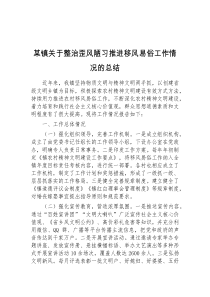 某镇关于整治歪风陋习推进移风易俗工作情况的总结