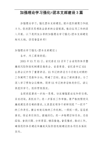 加强理论学习强化=团本支部建设3篇