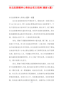 东北抗联精神心得体会范文范例（最新4篇）
