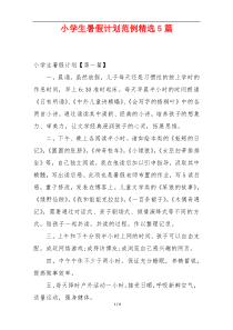 小学生暑假计划范例精选5篇