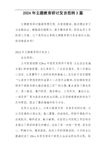 2024年主题教育研讨发言范例3篇