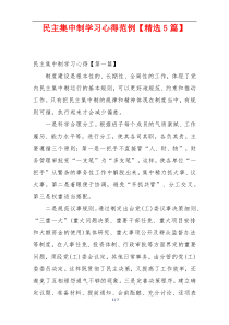 民主集中制学习心得范例【精选5篇】