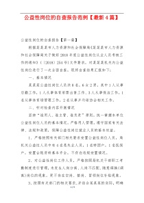 公益性岗位的自查报告范例【最新4篇】