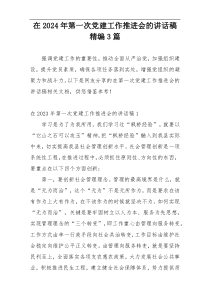 在2024年第一次党建工作推进会的讲话稿精编3篇