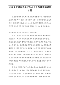 在应急管理信息化工作会议上的讲话稿通用3篇