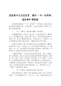 团县委书记交流发言建好一专一站两联服务青年零距离
