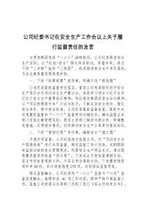 公司纪委书记在安全生产工作会议上关于履行监督责任的发言