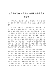 镇党委书记在三支队伍建设推进会上的交流发言