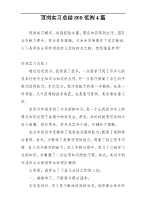 顶岗实习总结800范例4篇