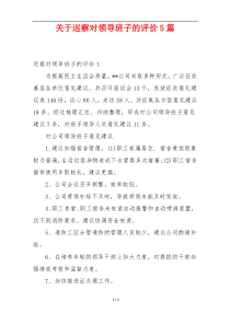 关于巡察对领导班子的评价5篇