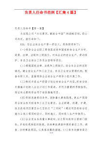 负责人任命书范例【汇集4篇】