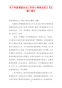 关于审查调查安全工作的心得体会范文【汇编4篇】