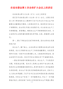 在省安委会第X次全体扩大会议上的讲话