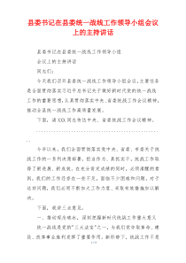 县委书记在县委统一战线工作领导小组会议上的主持讲话
