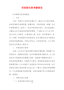 市招商引资考察报告