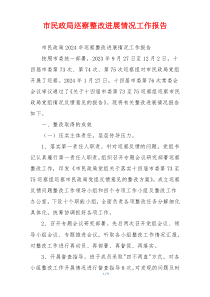 市民政局巡察整改进展情况工作报告