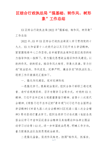 区综合行政执法局“强基础、转作风、树形象”工作总结