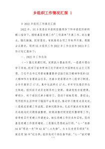 乡组织工作情况汇报 1