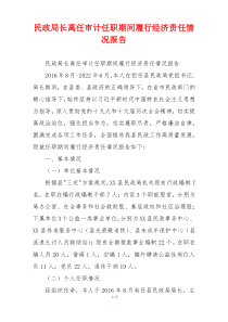 民政局长离任审计任职期间履行经济责任情况报告