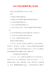 2024年优化营商环境工作总结