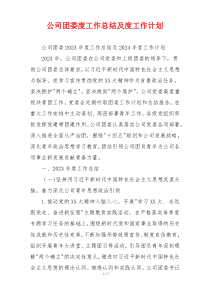 公司团委度工作总结及度工作计划