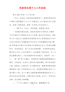 民政局长度个人工作总结