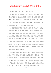 城建科2024工作总结及下步工作计划