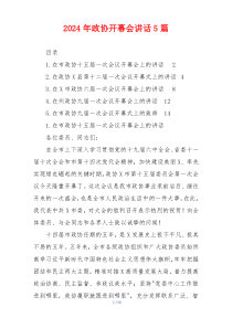 2024年政协开幕会讲话5篇