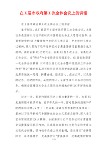 在X届市政府第X次全体会议上的讲话