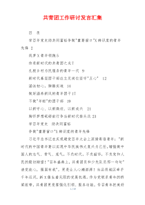 共青团工作研讨发言汇集