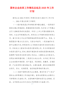 国有企业改革工作情况总结及2025年工作计划