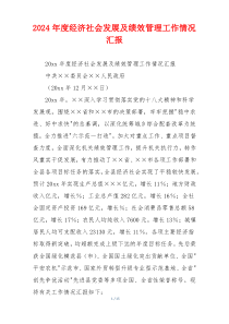2024年度经济社会发展及绩效管理工作情况汇报