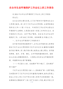 在全市生态环境保护工作会议上的工作报告