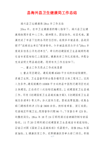 县海兴县卫生健康局工作总结
