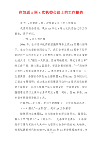 在妇联x届x次执委会议上的工作报告