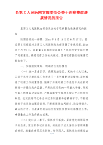 县第X人民医院支部委员会关于巡察整改进展情况的报告