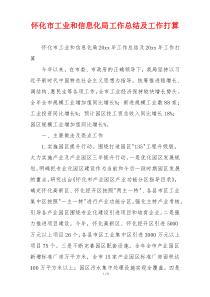 怀化市工业和信息化局工作总结及工作打算