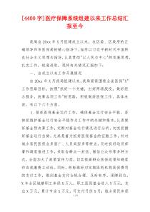 [4400字]医疗保障系统组建以来工作总结汇报至今