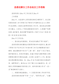 县委巡察办工作总结及工作思路