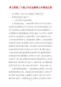 学习贯彻二十届三中全会精神工作情况汇报