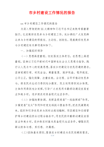 市乡村建设工作情况的报告