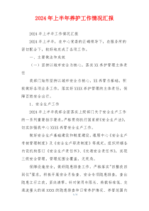 2024年上半年养护工作情况汇报